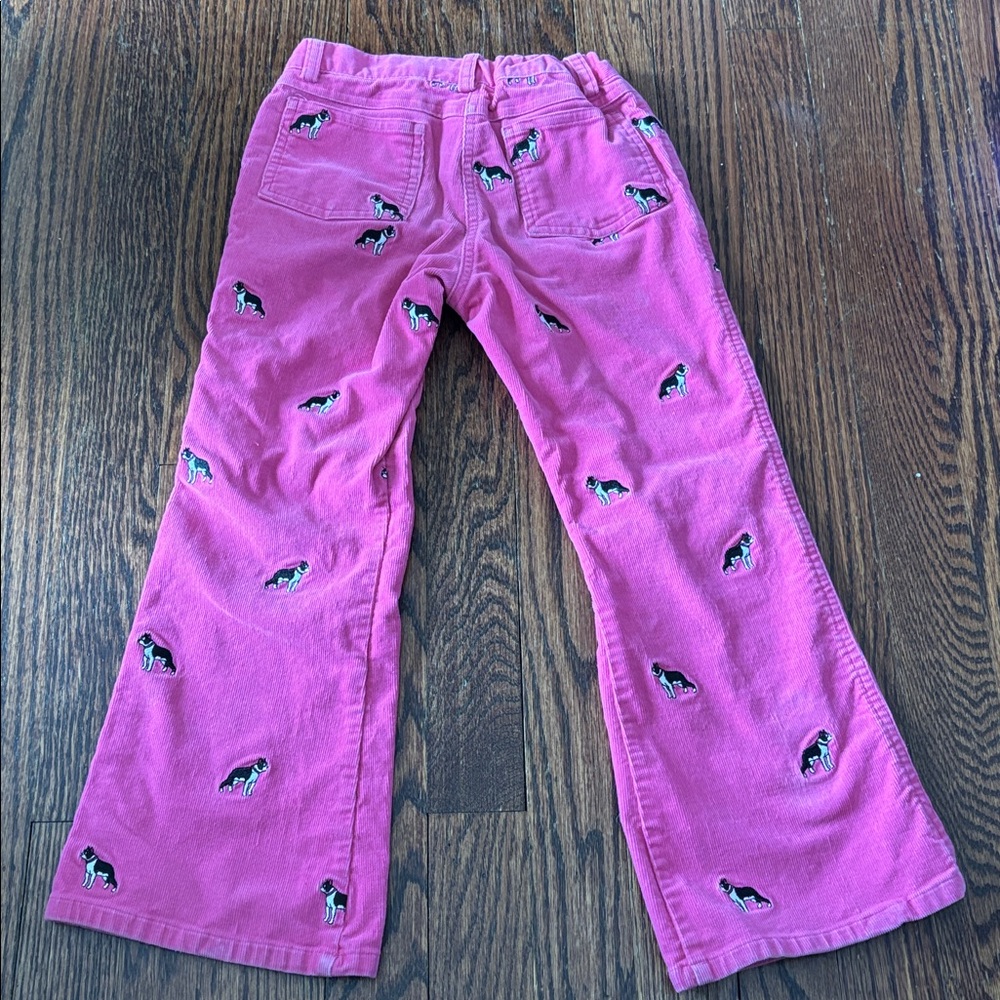 Lilly Pulitzer Y2K Pink Corduroy Flare Embroidered Terrier Pants, Size 6 - Picture 7 of 7